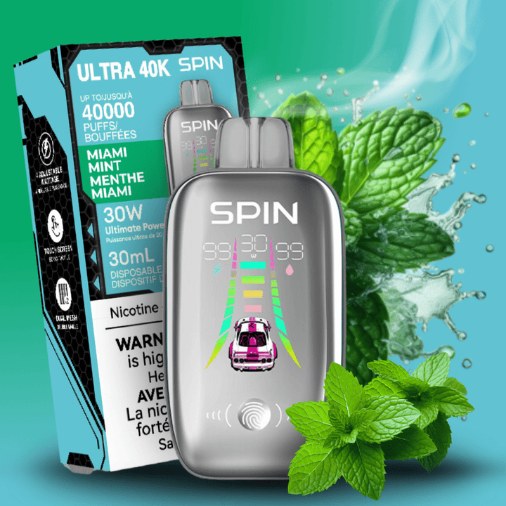 Spin Ultra 40k Disposable Vape - Miami Mint 40000 puffs / 20mg Morden Vape SuperStore and Cannabis Manitoba Canada