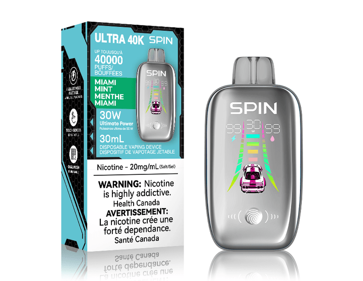 Spin Ultra 40k Disposable Vape - Miami Mint 40000 puffs / 20mg Morden Vape SuperStore and Cannabis Manitoba Canada