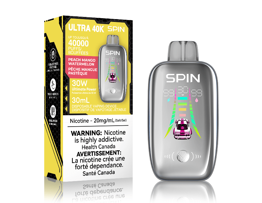 Spin Ultra 40k Disposable Vape - Peach Mango Watermelon 40000 puffs / 20mg Morden Vape SuperStore and Cannabis Manitoba Canada