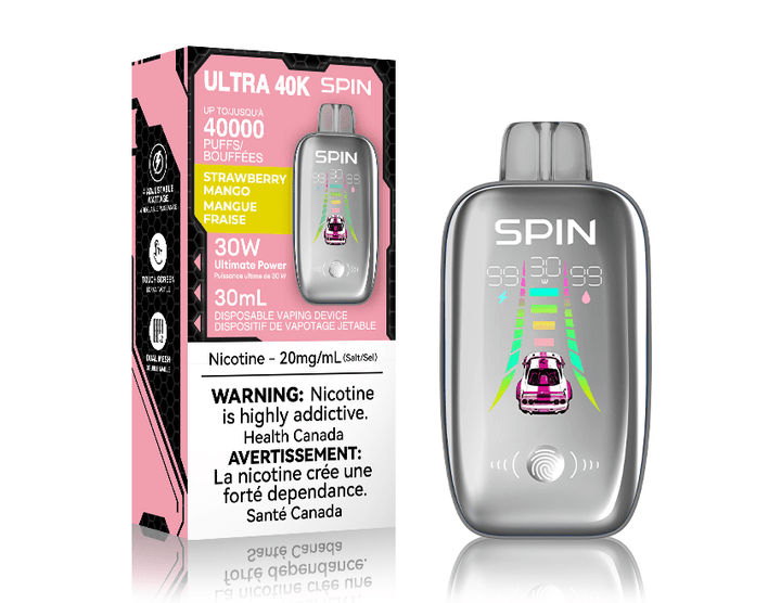 Spin Ultra 40k Disposable Vape - Strawberry Mango 40000 puffs / 20mg Morden Vape SuperStore and Cannabis Manitoba Canada