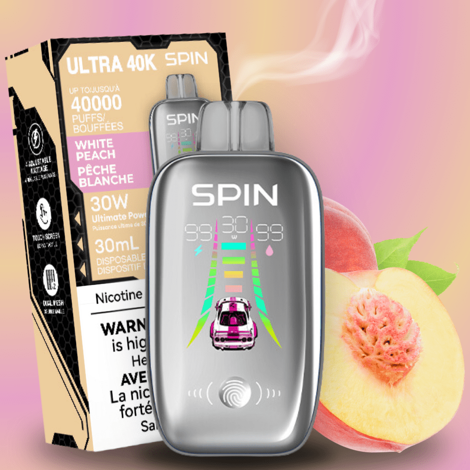 Spin Ultra 40k Disposable Vape - White Peach 40000 puffs / 20mg Morden Vape SuperStore and Cannabis Manitoba Canada