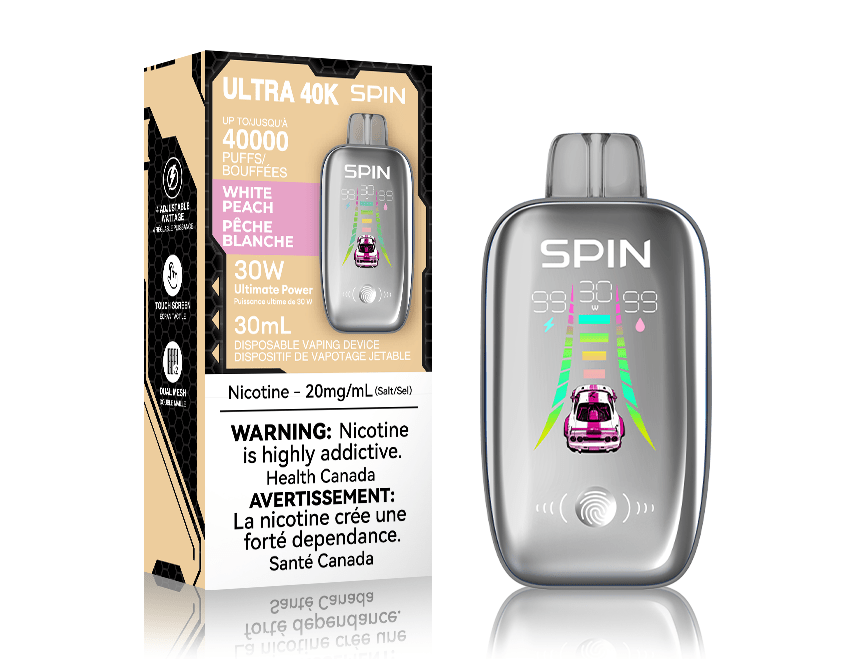 Spin Ultra 40k Disposable Vape - White Peach 40000 puffs / 20mg Morden Vape SuperStore and Cannabis Manitoba Canada