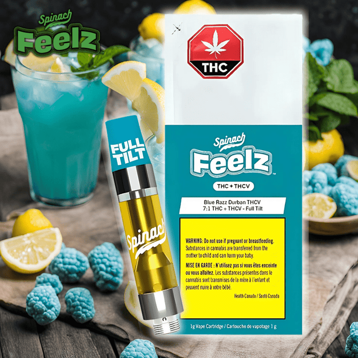 Spinach Feelz Blue Razz Durban (Full Tilt) Cartridge-1g 1.2g Morden Vape SuperStore and Cannabis Manitoba Canada