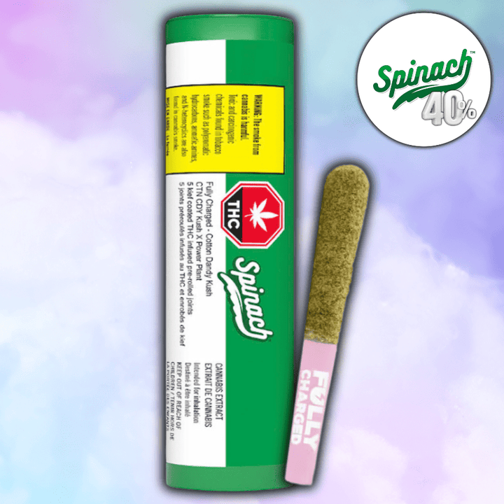 Spinach Fully Charged Cotton Dundy Kush Infused Pre-rolls 5x0.5g 5x0.5g Morden Vape SuperStore and Cannabis Manitoba Canada