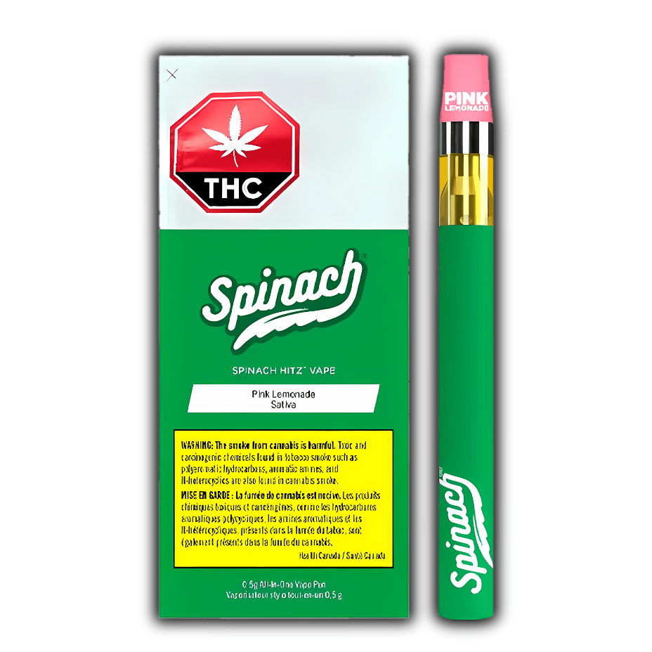 Spinach HITZ Pink Lemonade Sativa AIO Disposable Vape-0.5g Morden Vape SuperStore and Cannabis Manitoba Canada