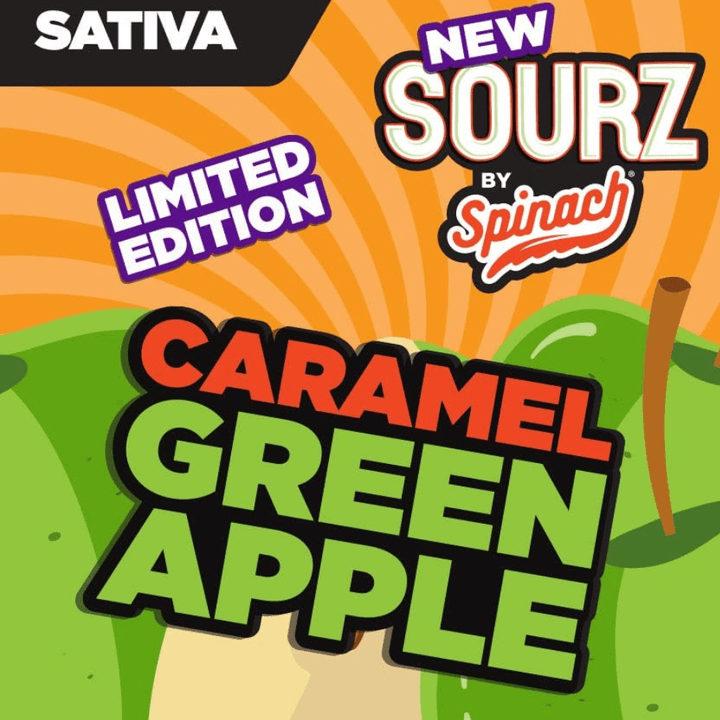 Spinach Sourz Caramel Green Apple Sativa Gummies-5x2mg 5x2mg Morden Vape SuperStore and Cannabis Manitoba Canada