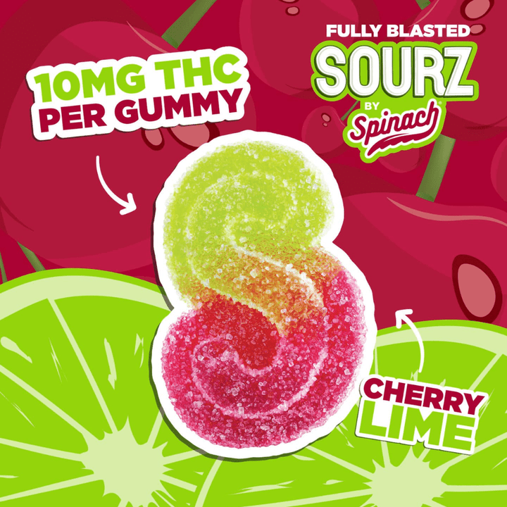 Spinach Sourz Cherry Lime THC Gummies 5 pieces=10mg Morden Vape SuperStore and Cannabis Manitoba Canada