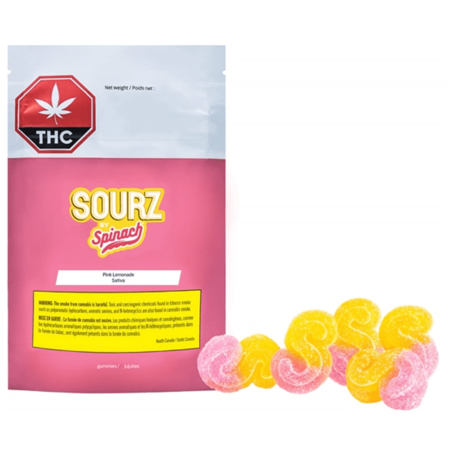 Spinach Sourz Pink Lemonade Sativa Gummies-10mg 5x2mg Morden Vape SuperStore and Cannabis Manitoba Canada