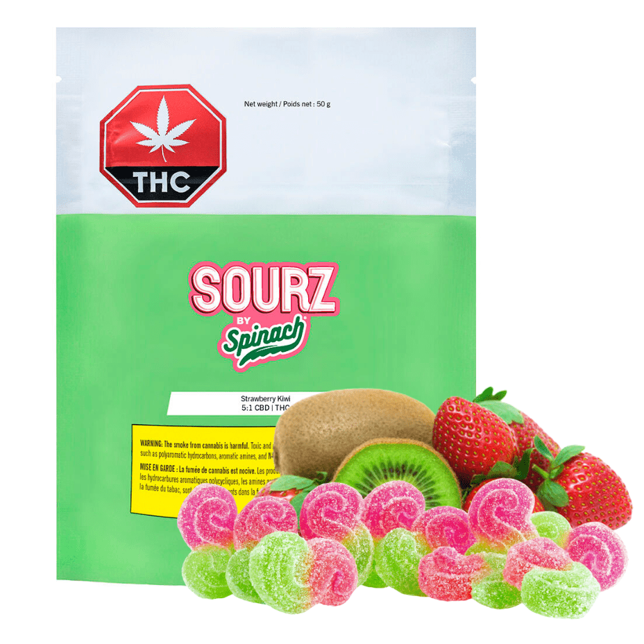 Spinach Sourz Strawberry Kiwi Gummies-10pkg 10pkg Morden Vape SuperStore and Cannabis Manitoba Canada