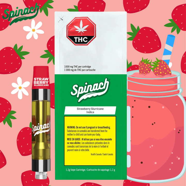 Spinach Strawberry Slurricane Indica 510 Cartridge-1.2g 1.2g Morden Vape SuperStore and Cannabis Manitoba Canada