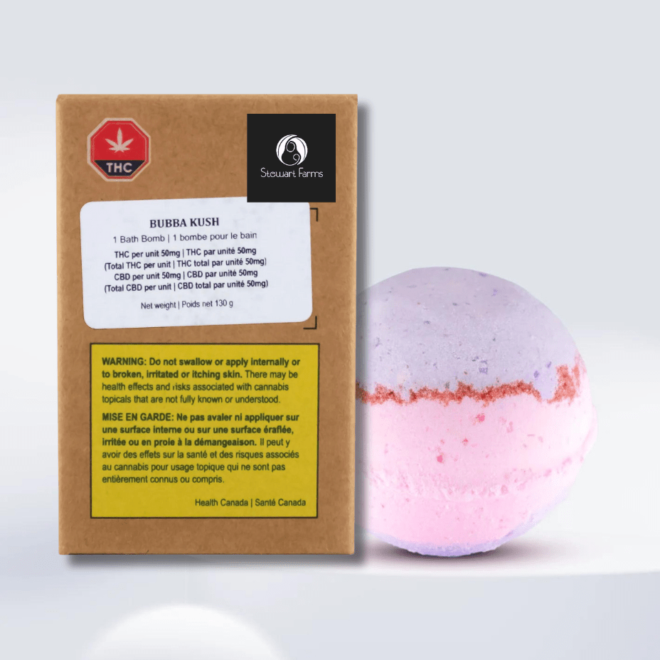 Stewart Farms Bubba Kush THC-CBD Bath Bomb 1:1 1x130g Morden Vape SuperStore and Cannabis Manitoba Canada