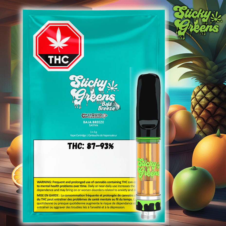 Sticky Greens Baja Breeze Liquid Diamond Cartridge-1g 1g Morden Vape SuperStore and Cannabis Manitoba Canada