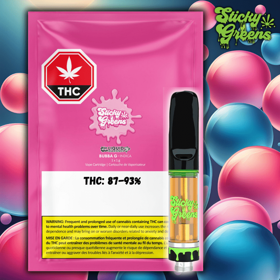 Sticky Greens Bubba G Liquid Diamond Cartridge-1g 1g Morden Vape SuperStore and Cannabis Manitoba Canada