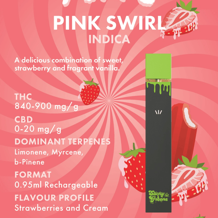 Sticky Greens Pink Swirl Indica Disposable Vape Pen-0.95g 0.95g Morden Vape SuperStore and Cannabis Manitoba Canada