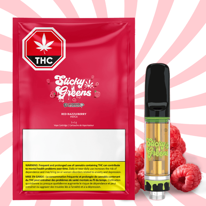 Sticky Greens Red Razzleberry Liquid Diamonds 510 Cartridge-1g Morden Vape SuperStore and Cannabis Manitoba Canada