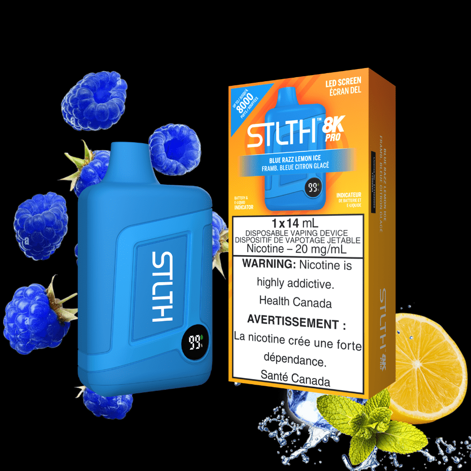 STLTH 8K PRO Disposable Vape-Blue Razz Lemon 20mg / 8000 Puff Morden Vape SuperStore and Cannabis Manitoba Canada