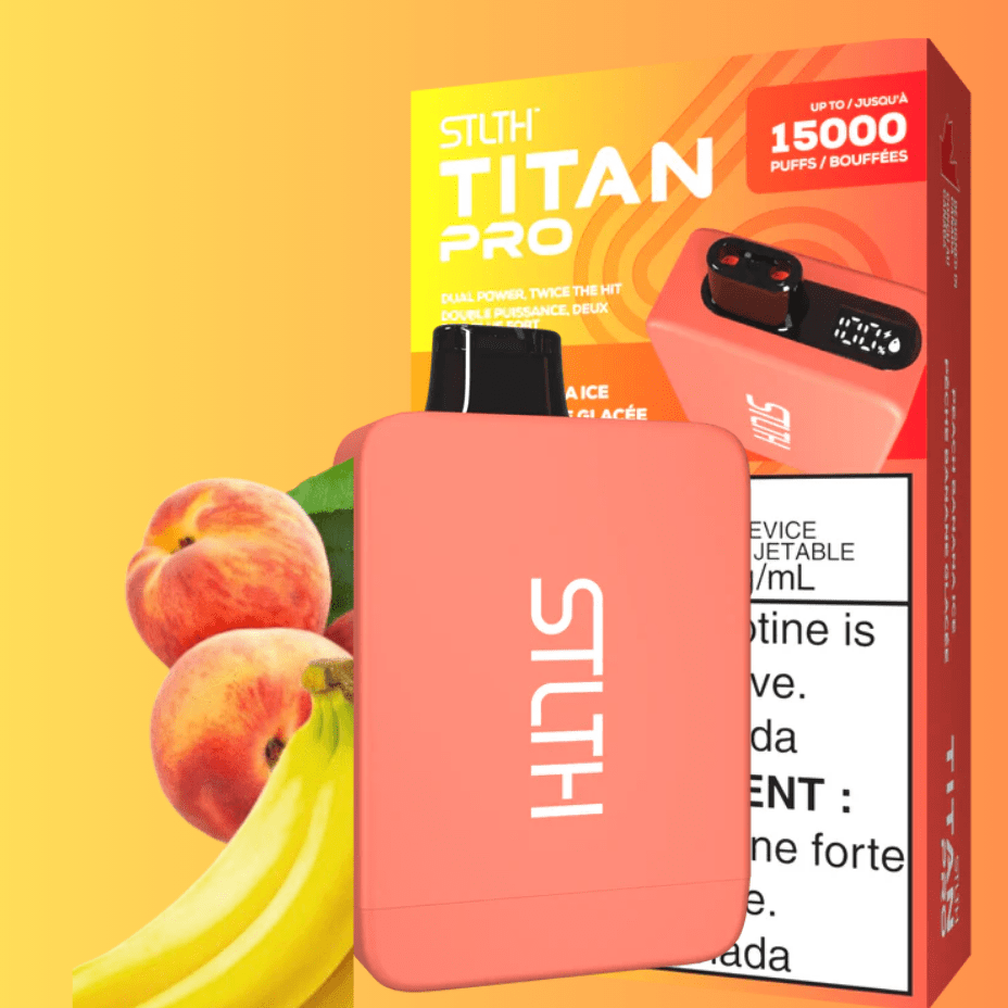 STLTH Titan Pro Disposable Vape-Peach Banana Ice 20mL / 20mg Morden Vape SuperStore and Cannabis Manitoba Canada