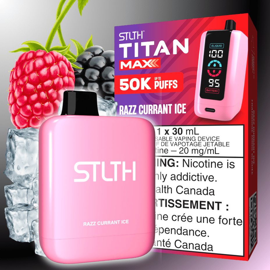 STLTH Titan Max 50k Disposable Vape-Razz Currant Ice 50000 Puffs Morden Vape SuperStore and Cannabis Manitoba Canada