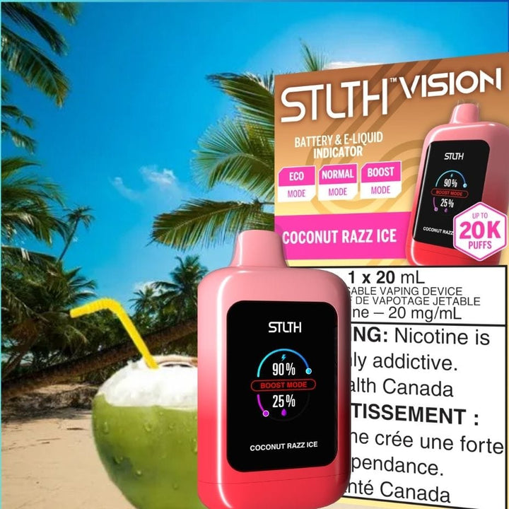 STLTH VISION Disposable Vape - Coconut Razz Ice 20000 Puffs Morden Vape SuperStore and Cannabis Manitoba Canada