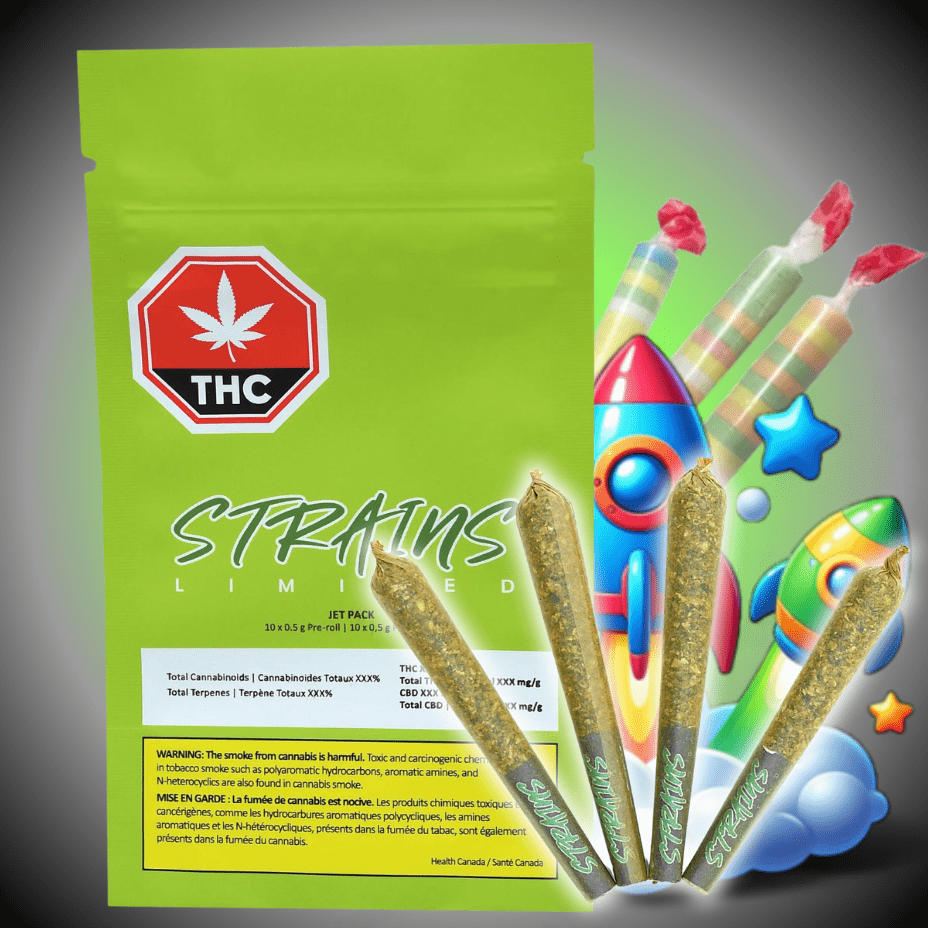 Strains Limited Jet Pack Pre-rolls 10x0.5g 10x0.5g Morden Vape SuperStore and Cannabis Manitoba Canada