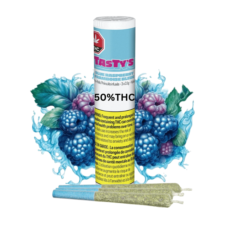 Tasty's Blue Raspberry Resin Diamond Infused Pre-rolls-3x0.5g 3x0.5g Morden Vape SuperStore and Cannabis Manitoba Canada