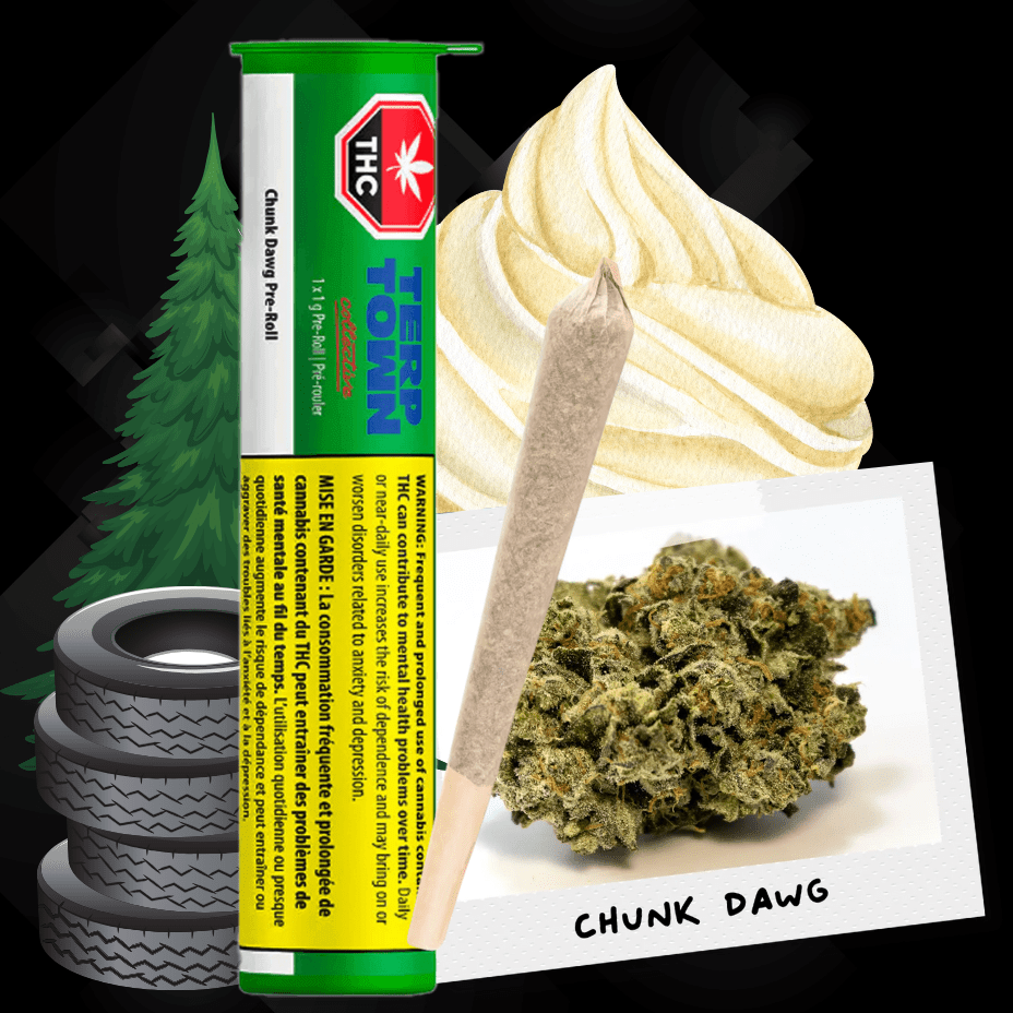 Terp Town Collective Chunk Dawg Indica Pre-roll 1x1g 1x1g Morden Vape SuperStore and Cannabis Manitoba Canada