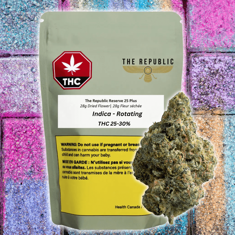 The Republic Reserve 25 Plus Indica Flower-28g 28g Morden Vape SuperStore and Cannabis Manitoba Canada