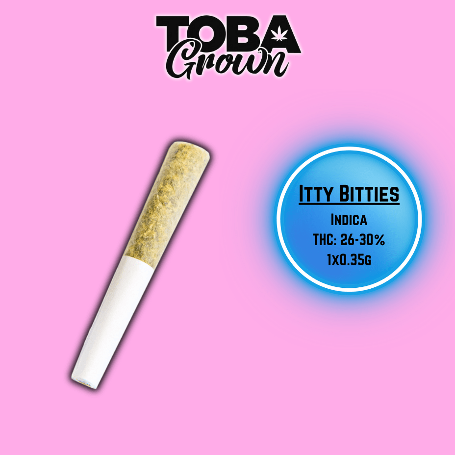 Toba Grown Itty Bitties Indica Pre-roll 1x0.35g 1x0.35g Morden Vape SuperStore and Cannabis Manitoba Canada