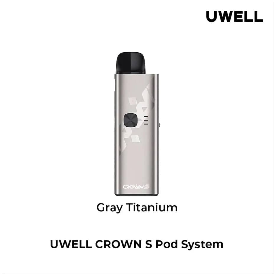 Uwell Crown S Pod Kit Gray Titanium Morden Vape SuperStore and Cannabis Manitoba Canada