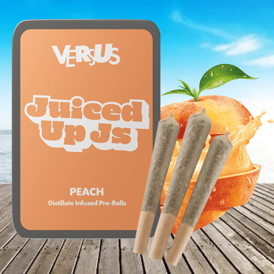 Versus Juiced Up J's Peach Distillate Infused Pre-rolls-3x0.5g 3x0.5g Morden Vape SuperStore and Cannabis Manitoba Canada