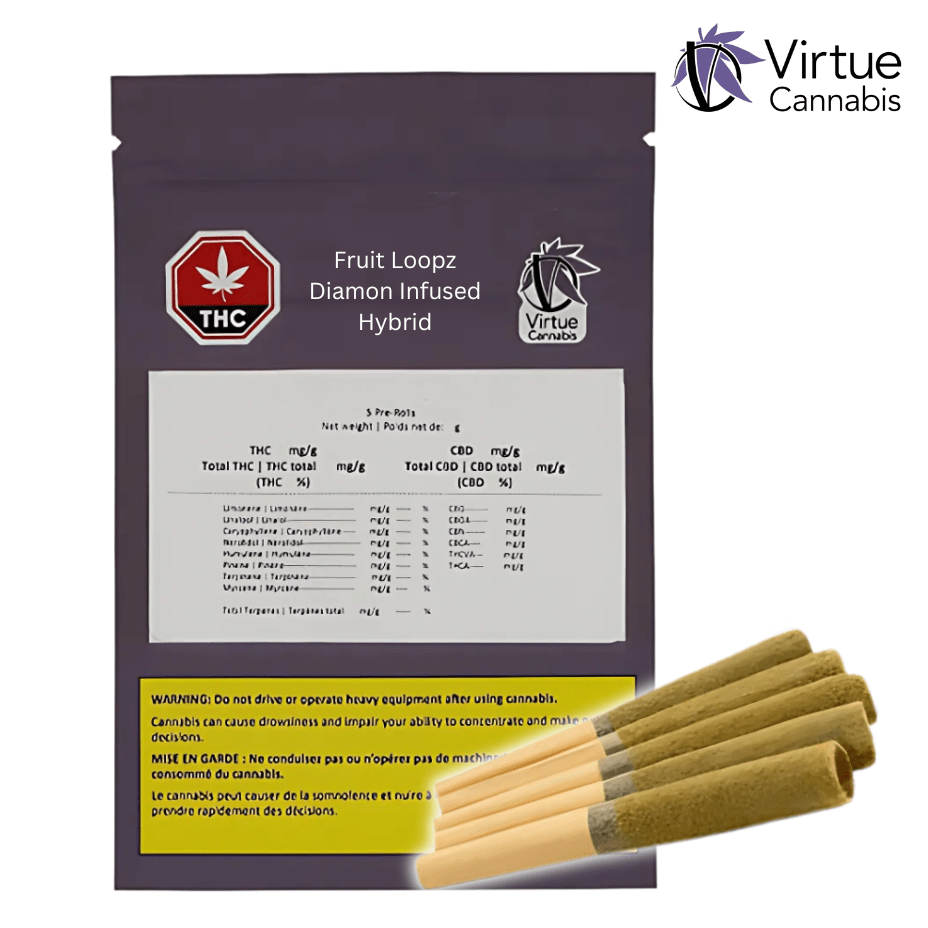 Virtue Cannabis Fruit Loopz Infused Pre-rolls 5x0.5g 5x0.5g Morden Vape SuperStore and Cannabis Manitoba Canada