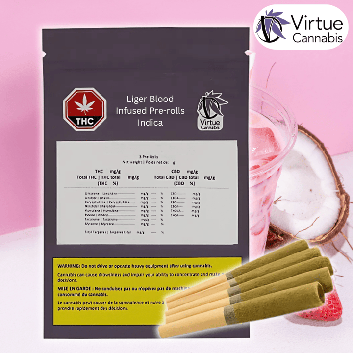 Virtue Cannabis Liger Blood Infused Pre-rolls 5x0.5g 5x0.5g Morden Vape SuperStore and Cannabis Manitoba Canada