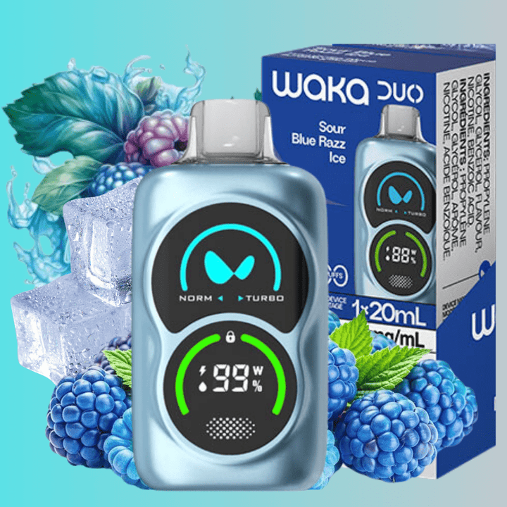 WAKA Duo 28000 Disposable Vape - Sour Blue Razz Ice 28000 Puffs / 20mg Morden Vape SuperStore and Cannabis Manitoba Canada