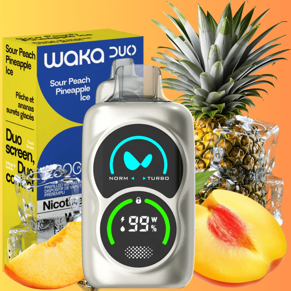 WAKA Duo 28000 Disposable Vape - Sour Peach Pineapple Ice 28000 Puffs / 20mg Morden Vape SuperStore and Cannabis Manitoba Canada