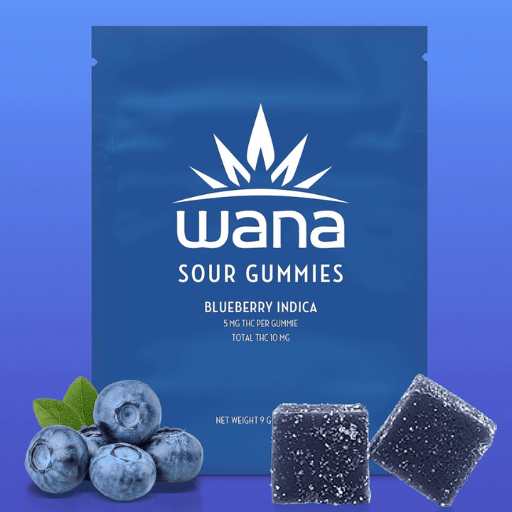 Wana Blueberry Sour Indica Soft Chews-2x4.5mg 2x4.5g Morden Vape SuperStore and Cannabis Manitoba Canada