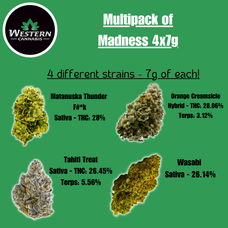 Western Cannabis Multipack of Madness 4x7g 28g Morden Vape SuperStore and Cannabis Manitoba Canada