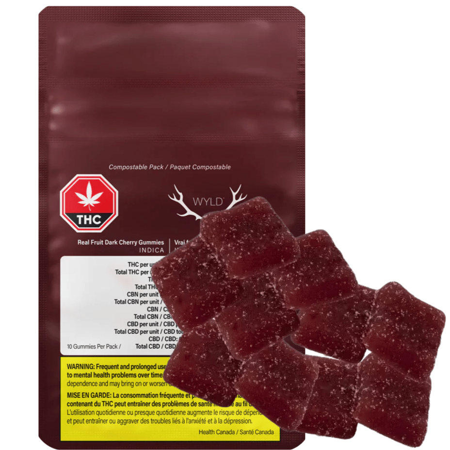 Wyld Dark Cherry CBN 5:1 Gummies 10/pkg 10/pkg Morden Vape SuperStore and Cannabis Manitoba Canada