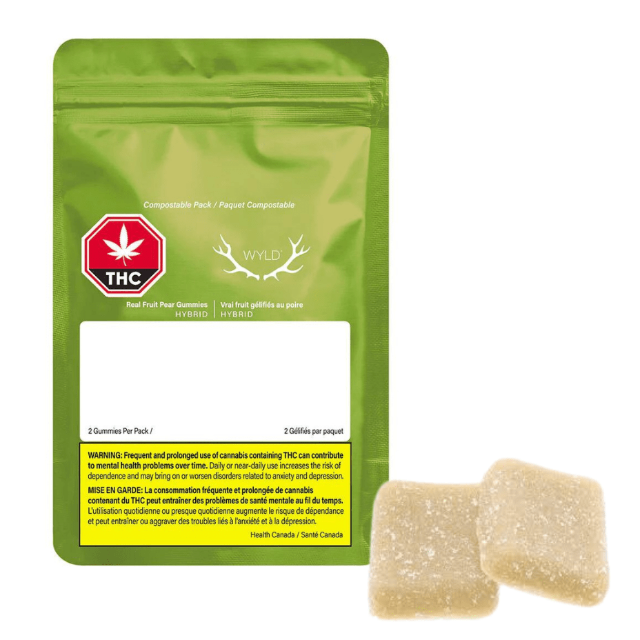 WYLD Pear 1:1 CBG-THC Gummies-2/pkg 2x5mg Morden Vape SuperStore and Cannabis Manitoba Canada