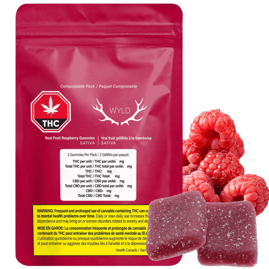 WYLD Raspberry Sativa Enhanced Gummies-2/pk 2/pk Morden Vape SuperStore and Cannabis Manitoba Canada