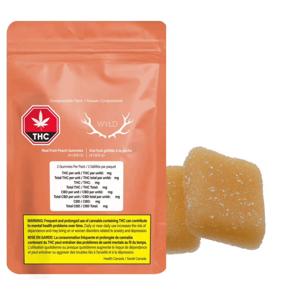 Wyld Real Fruit Peach Gummies 5:1 CBD-THC 2x4g Morden Vape SuperStore and Cannabis Manitoba Canada