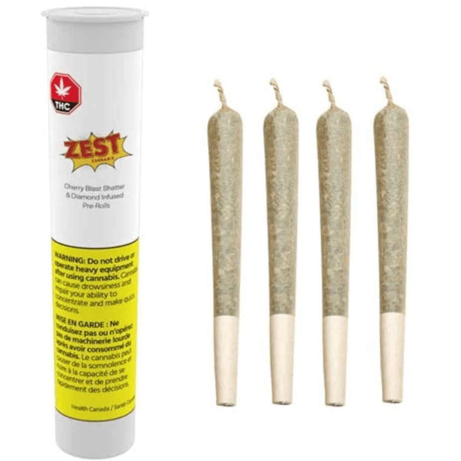 Zest Cherry Blast Shatter & Diamond Infused Hybrid Pre-Rolls-4x0.5g 4x0.5g Morden Vape SuperStore and Cannabis Manitoba Canada