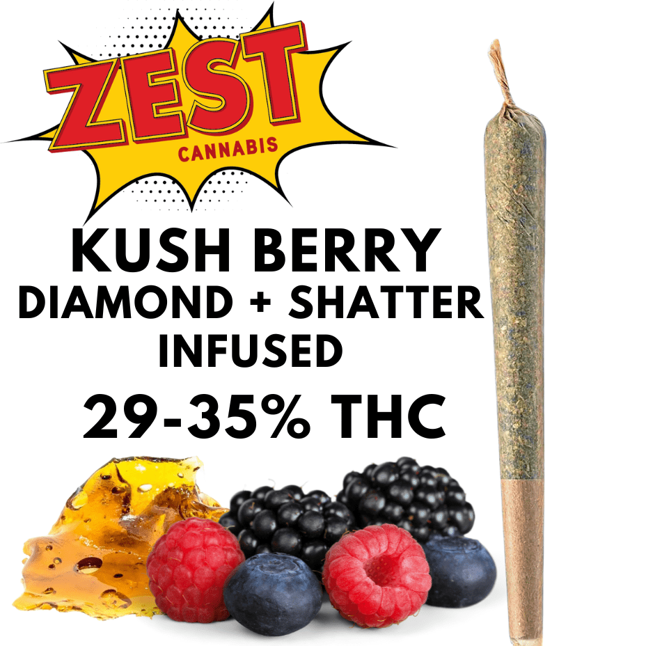 Zest Kush Berry Diamond & Shatter Fortified Hybrid Pre-Roll-3x0.5g 3x0.5g Morden Vape SuperStore and Cannabis Manitoba Canada