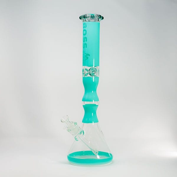 Boss Glass  Wavy Logo Beaker W/Mario Bowl-16” Teal Morden Vape SuperStore and Cannabis Manitoba Canada