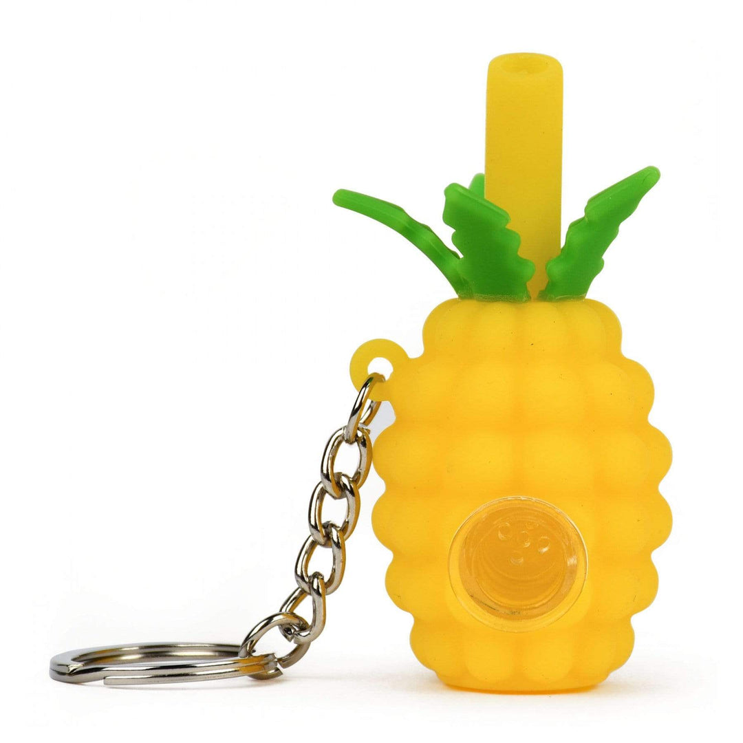 LIT Silicone Pineapple 3" Hand Pipe & Keychain 3.5" / Yellow Morden Vape SuperStore and Cannabis Manitoba Canada