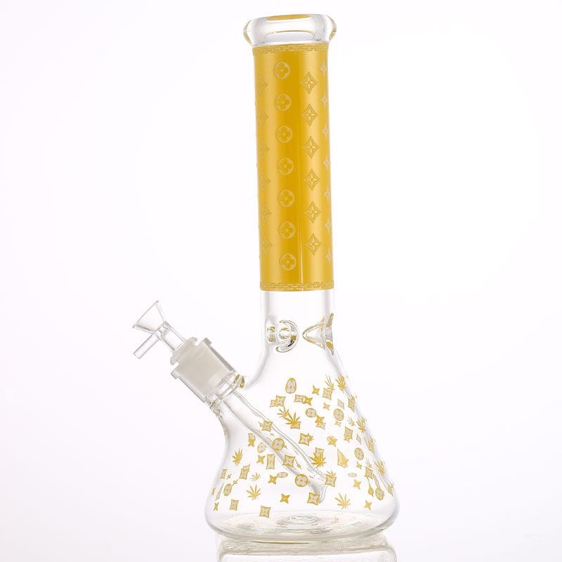 LV Pattern 7mm Beaker Bong-Glow In The Dark-14" 14” Morden Vape SuperStore and Cannabis Manitoba Canada