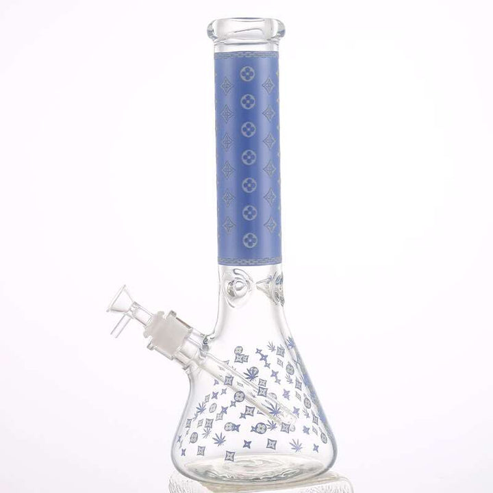 LV Pattern 7mm Beaker Bong-Glow In The Dark-14" 14” Morden Vape SuperStore and Cannabis Manitoba Canada