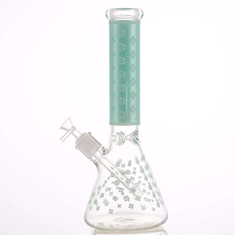 LV Pattern 7mm Beaker Bong-Glow In The Dark-14" 14” Morden Vape SuperStore and Cannabis Manitoba Canada