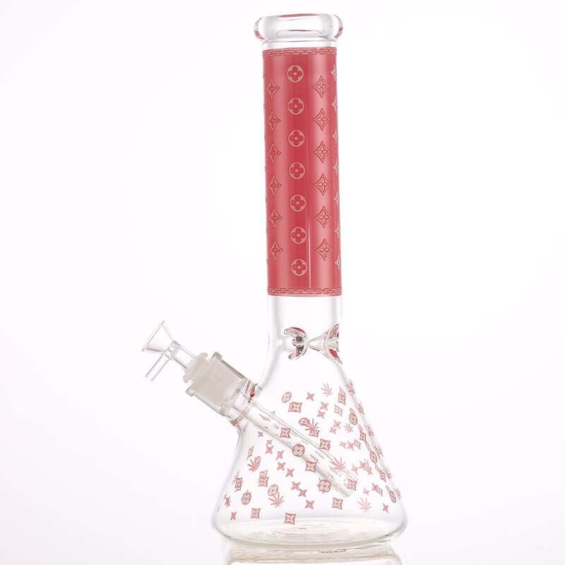 LV Pattern 7mm Beaker Bong-Glow In The Dark-14" 14” Morden Vape SuperStore and Cannabis Manitoba Canada