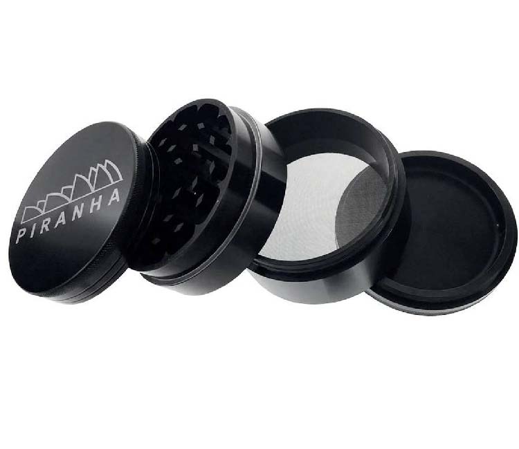 Piranha 3.5" 4-Piece Grinder Black Morden Vape SuperStore and Cannabis Manitoba Canada