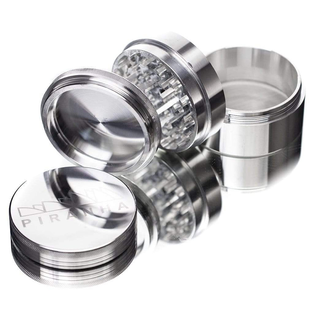 Piranha 3.5" 4-Piece Grinder Silver Morden Vape SuperStore and Cannabis Manitoba Canada